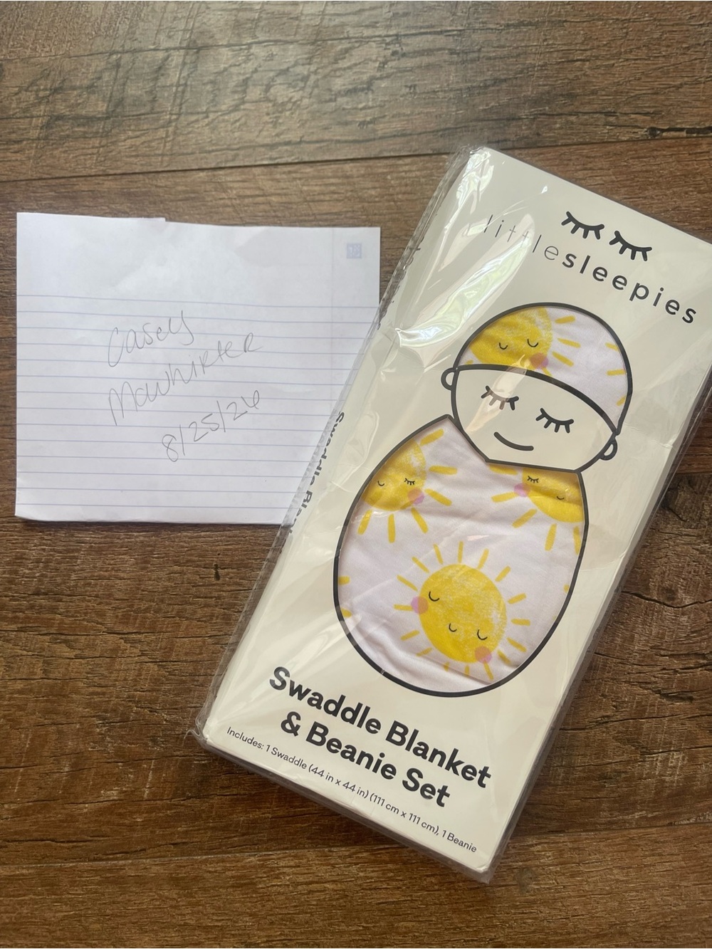 Little Sleepies Yellow Sunshine Swaddle Blanket & Beanie Set